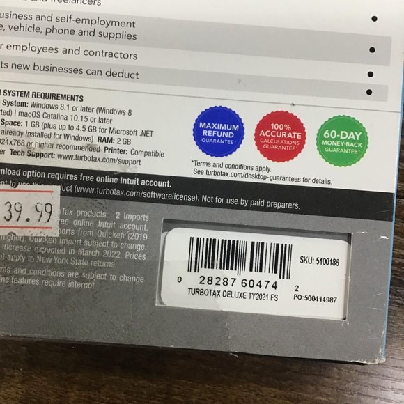 Intuit Turbotax Deluxe Maximize Your Deductions Federal Return + Federal E-File - Picture 3 of 3